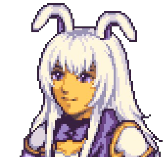 Pixel-art portrait of the Desolance bunny character