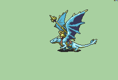 Animated blue wyvern rider pixel sprite